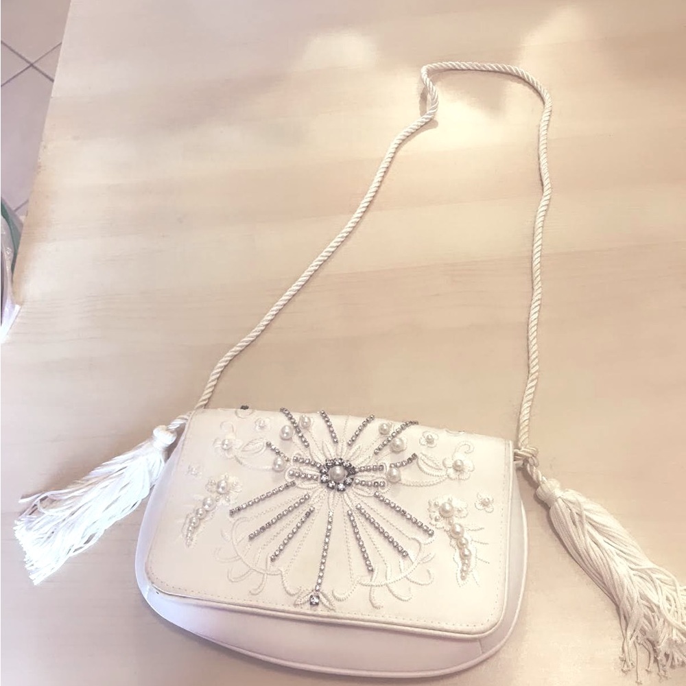 Embellished white purse/bag